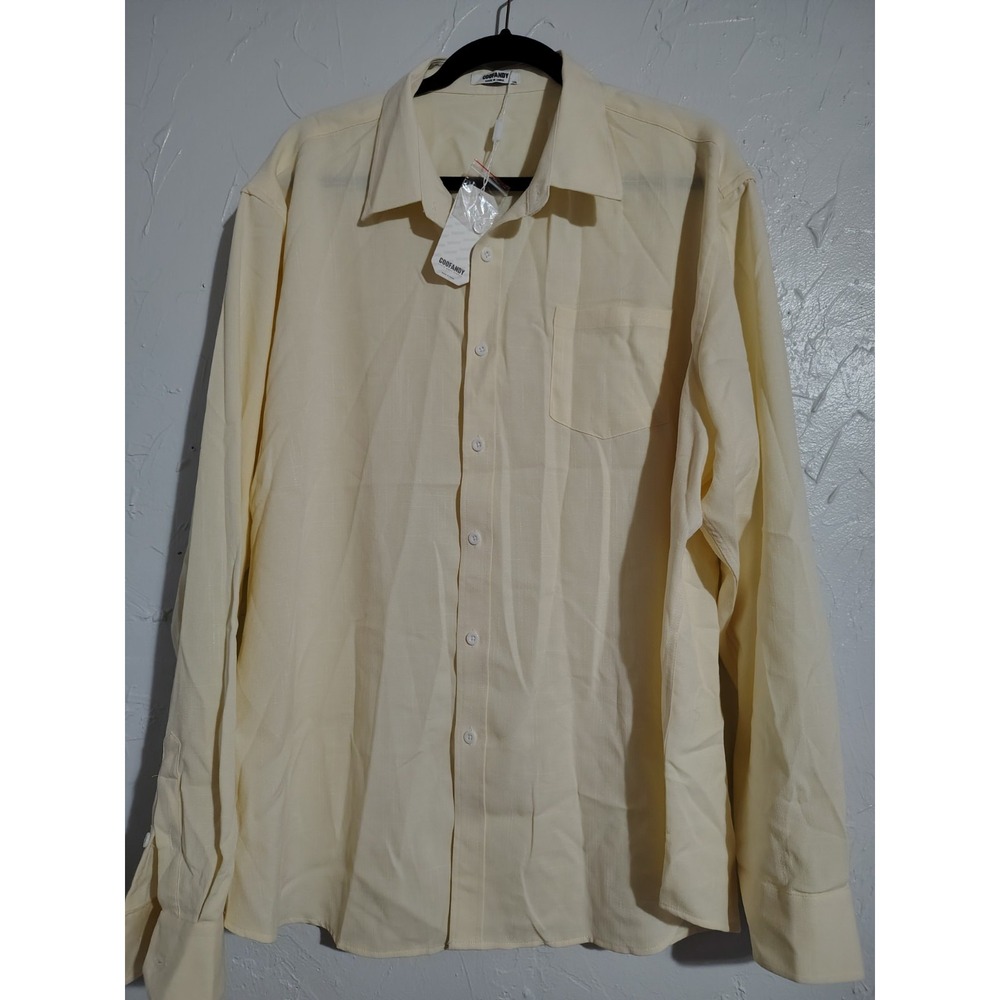 Coofandy Shirt‎ Men XXL Yellow Lightweight Office Summer City Classic Preppy